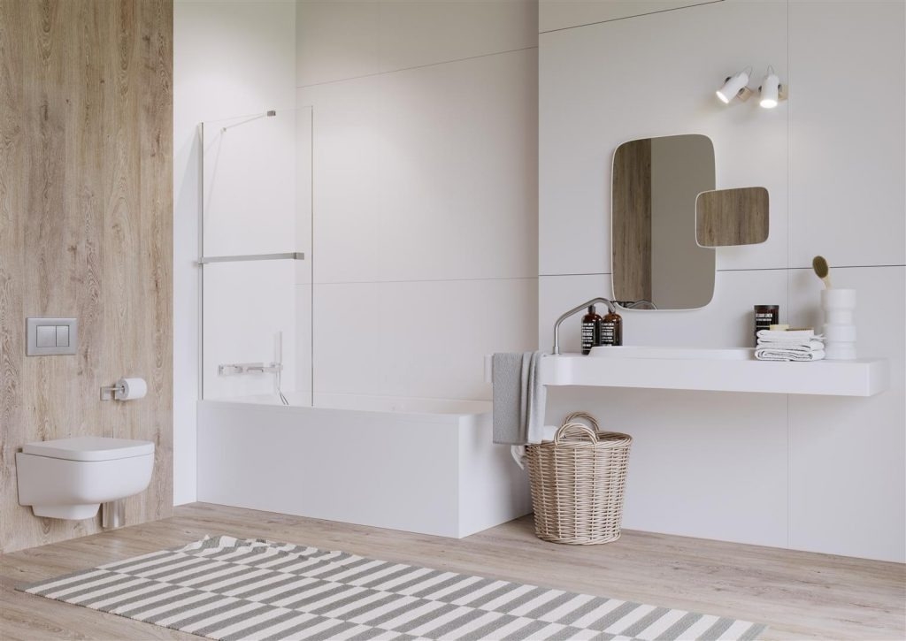 Radaway Idea PNJ II, шторка на ванну 100 см, EasyClean, с полотенцедержателем, профиль хром