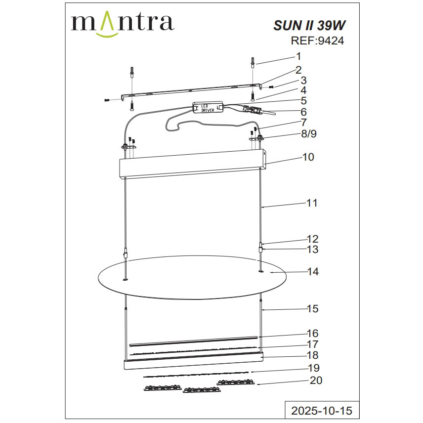 9424 Люстра подвесная MANTRA SUN II