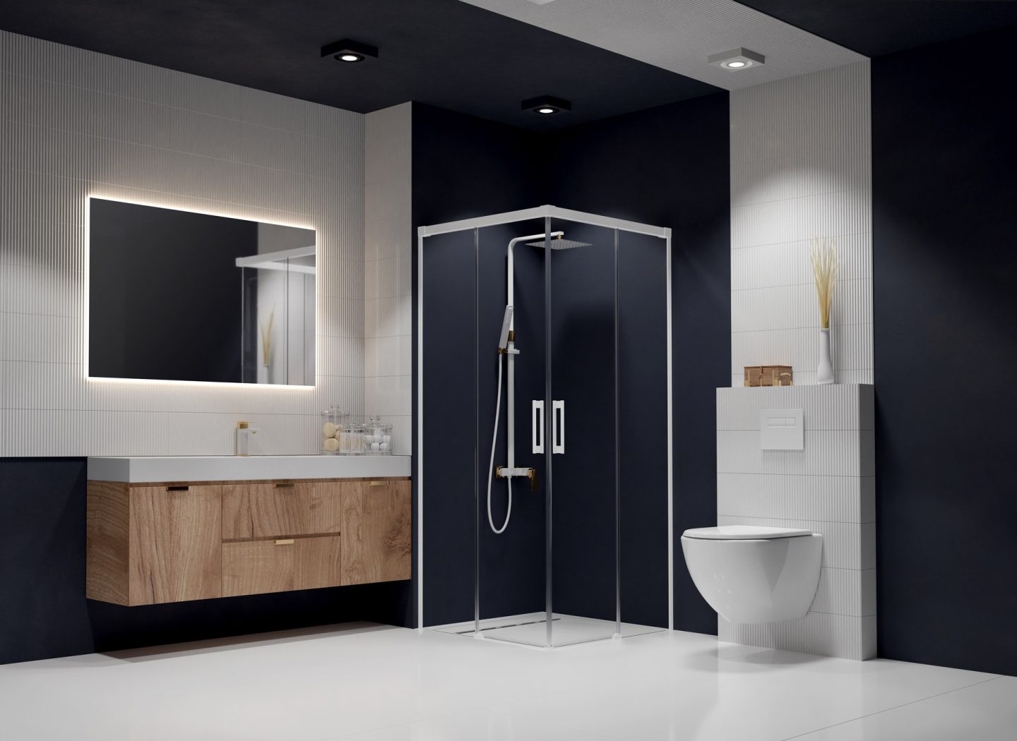 Radaway Idea KDD 100R, правая часть душевого угла 100 см, 
стекло прозрачное, профиль белый матовый