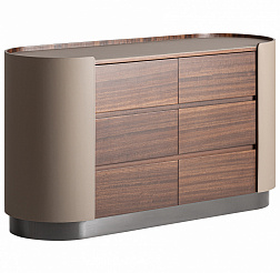 Комод Vical Kandern 37563, 140х45хh76 см, из шпона эвкалипта и искуственной кожи, бежево-коричневый