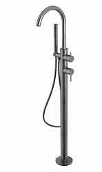 Смеситель для ванны Oioli Micro MIEP008RO/C97, с набором для душа, без встр. части, оружейная сталь