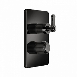 Gessi Venti20, наружная часть смесителя из стены для душа на 2 выхода, с термостатом, цвет черный хром PVD