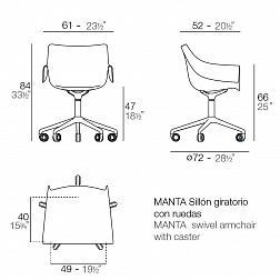 Стул поворотный Manta на колесиках