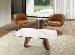Журнальный столик Angel Cerda 2167, 120х70h43 см, столешница из керамики, ножки из стали и шпона ореха
