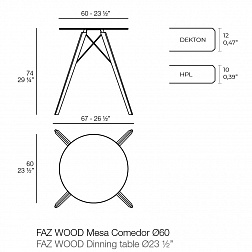 Обеденный стол Faz на деревянных ножках ø60x74