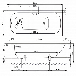Стальная ванна Bette Form 170х70, 2945-000 AD PLUS AR, с покрытием BetteGlasur®Plus и Anti-Slip, белый