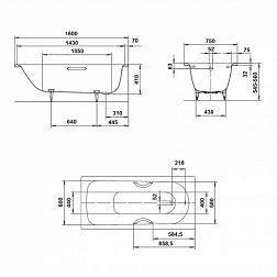 Kaldewei Sanifom Plus, ванна встраиваемая 160х75хh41 см, цвет белый глянцевый